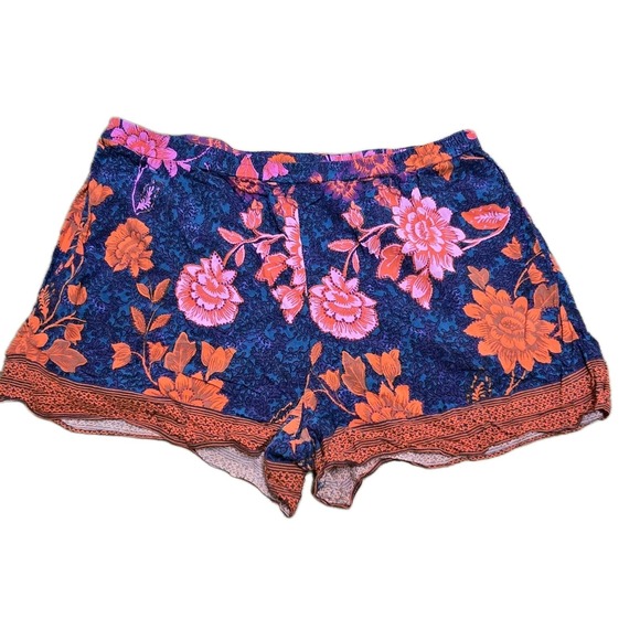 Anthropologie Ett Twa Women‎ XL Wynnewood High Rise Floral Shorts Pockets Red - Picture 2 of 7
